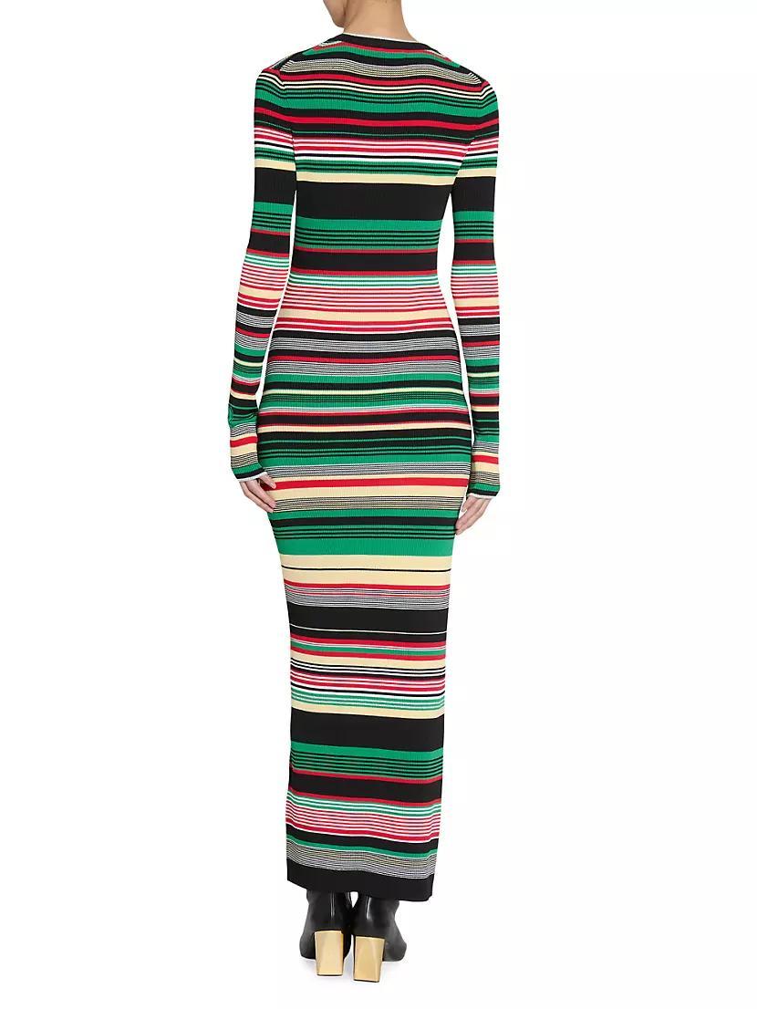 Striped Rib-Knit Maxi Dress Product Image