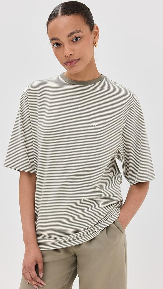 ANINE BING Bo Tee Olive and Ivory Stripe | Shopbop Product Image