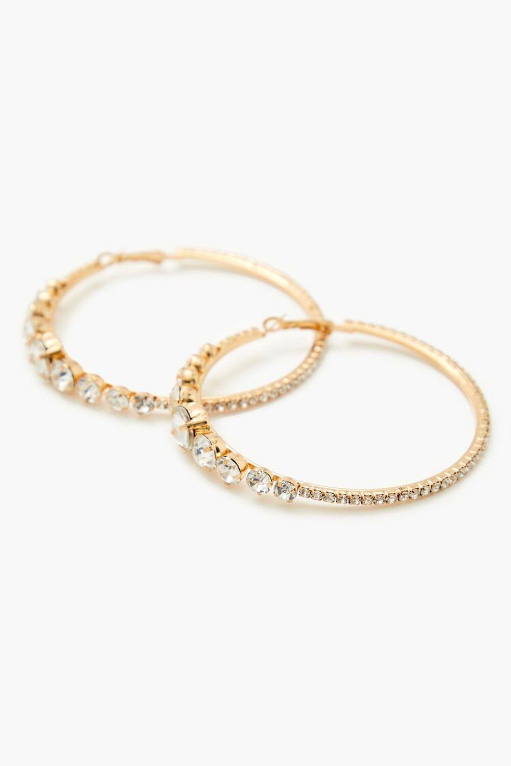 Rhinestone Omega Hoop Earrings | Forever 21 Product Image