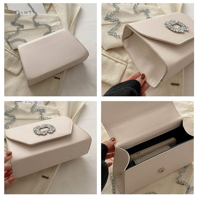 Rhinestone Buckle Flap Shoulder Bag Product Image