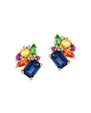 Bloomingdales Rainbow Sapphire Cluster Stud Earrings in 14K Yellow Gold Product Image