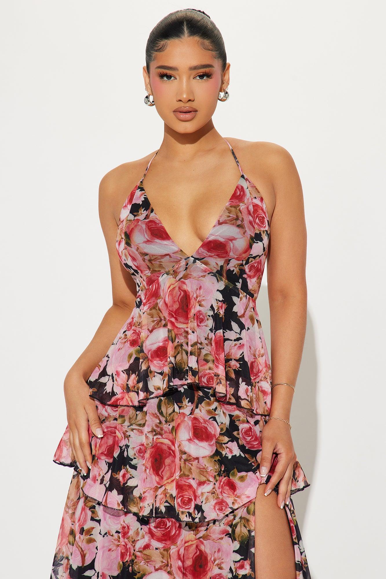 Celeste Floral Mesh Maxi Dress - Black/combo Product Image