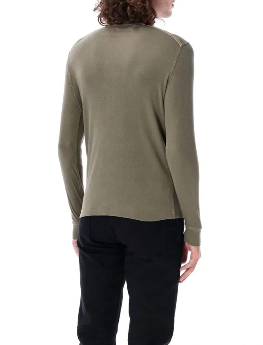 Lyocell Cotton Rib Ls Henley In Fern Green Product Image