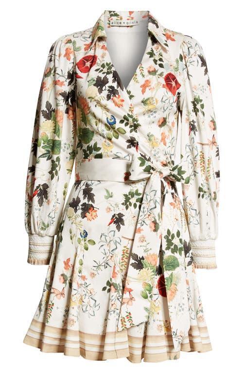 ALICE AND OLIVIA Alisa Wrap Godet Mini Shirtdress In Blush Kiss Vanilla Product Image