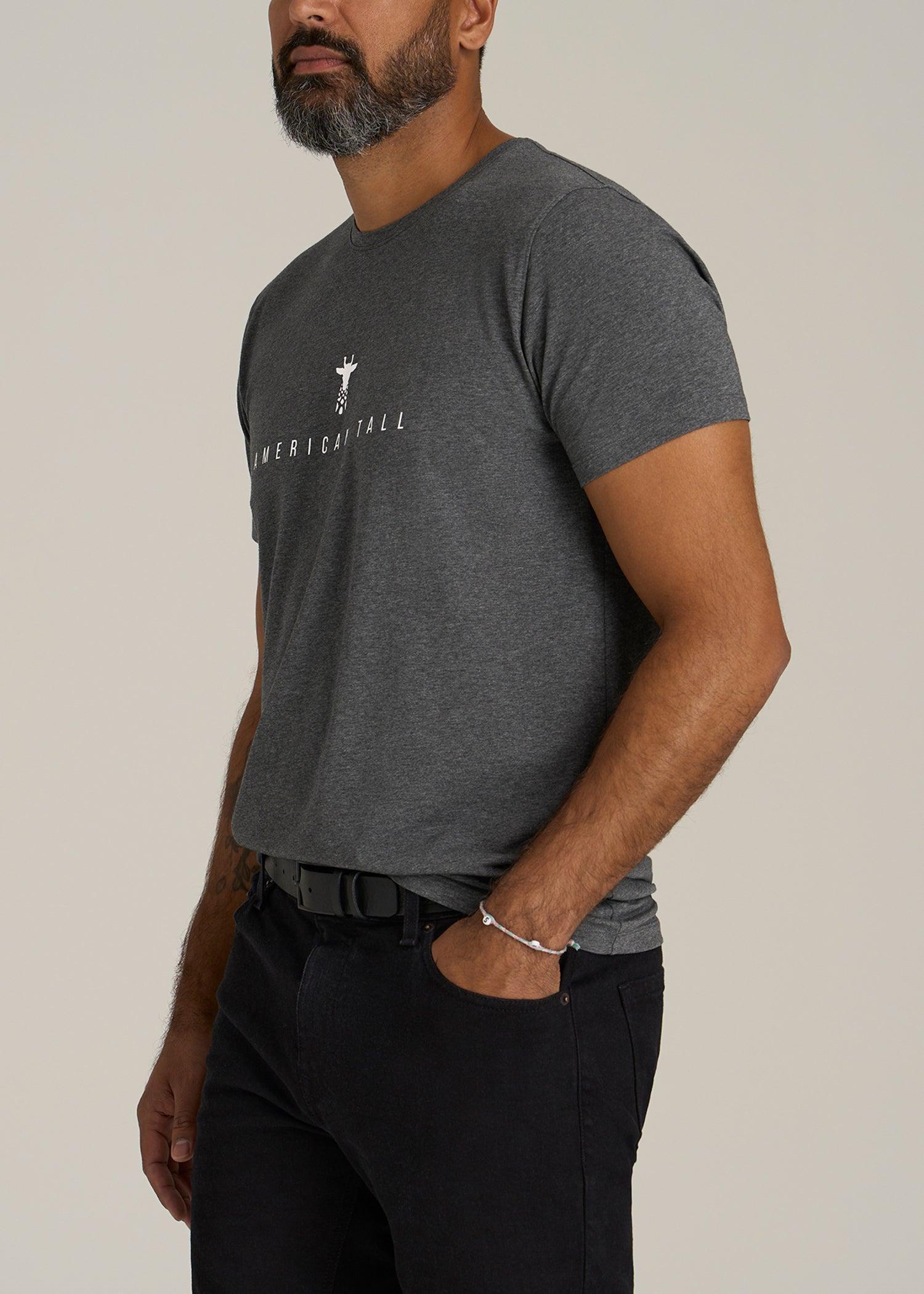 Logo Tee for Tall Men in Charcoal Mix Product Image