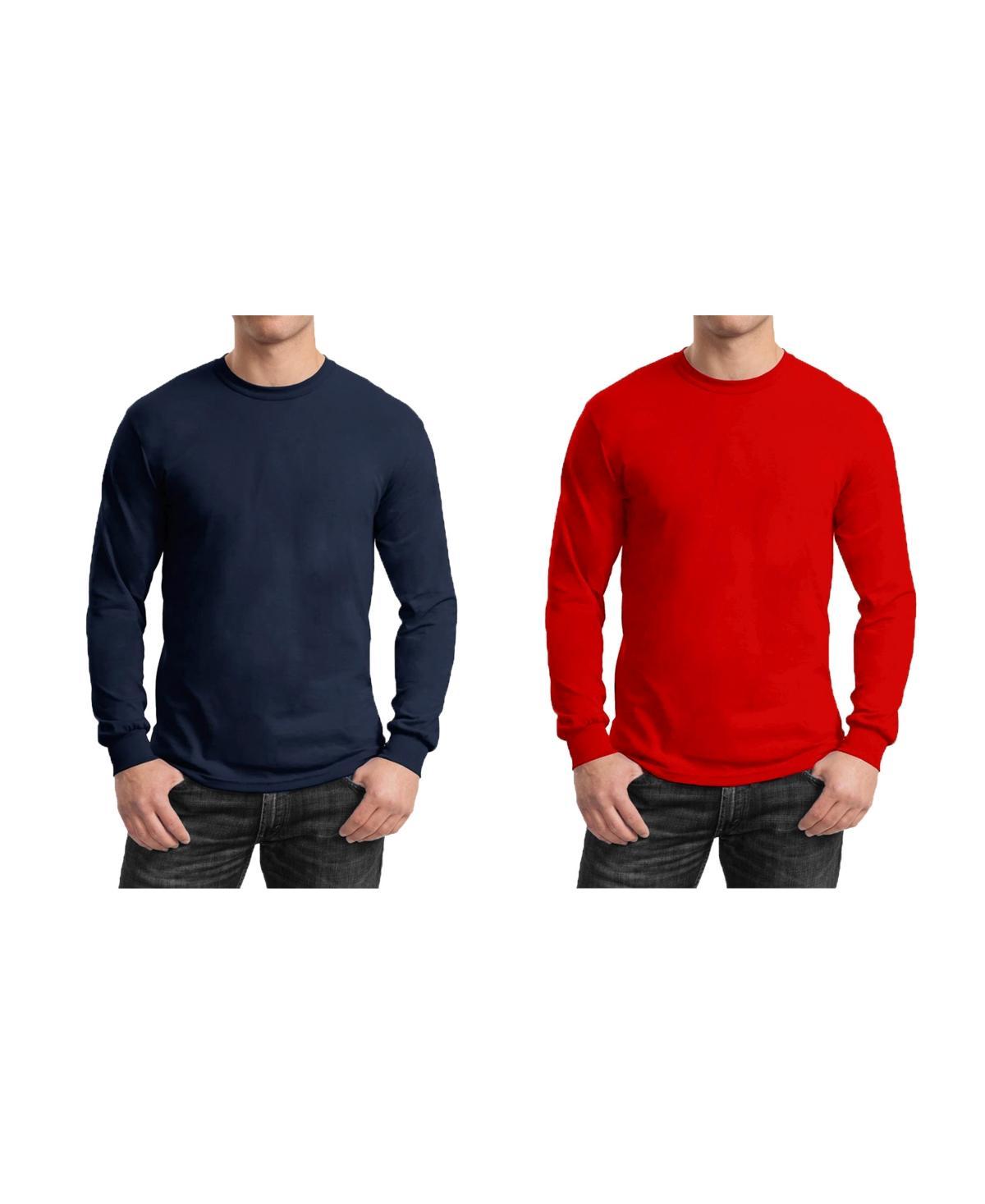 Galaxy By Harvic Mens 2-Pack Egyptian Cotton-Blend Long Sleeve Crew Neck Tee - Charcoal Product Image