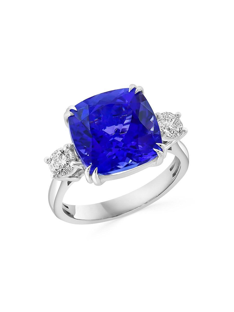 Womens 14K White Gold, Tanzanite & 0.43 TCW Diamond Ring Product Image