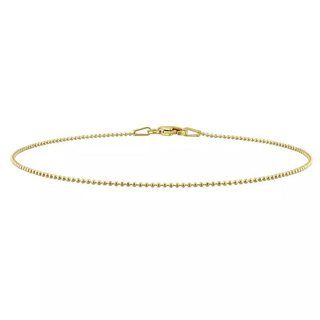 Stella Grace 18k Gold Over Silver 1 mm Ball Chain Anklet, Womens Gold Tone Product Image