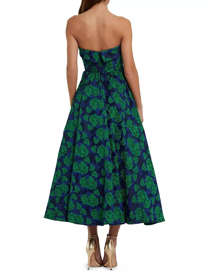 Brocade Peony Strapless Cocktail Dress Product Image