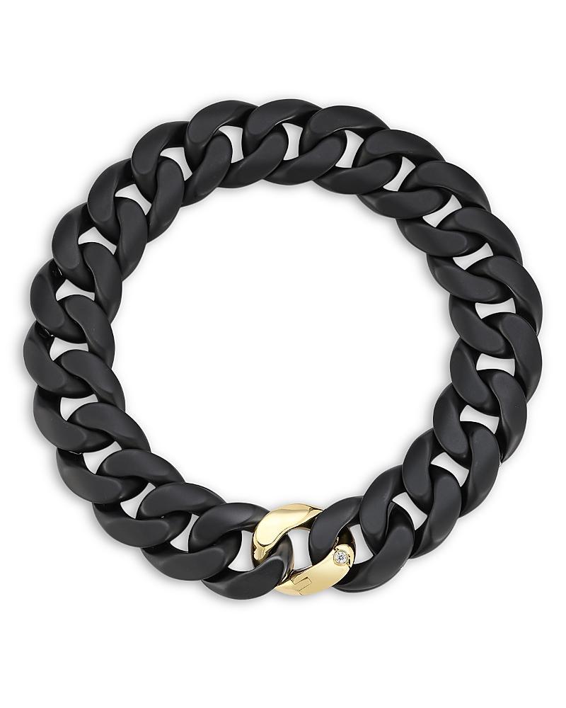 Roberto Demeglio Mens Groumette Diamond Accented 18K Gold & Black Matte Ceramic Link Bracelet Product Image