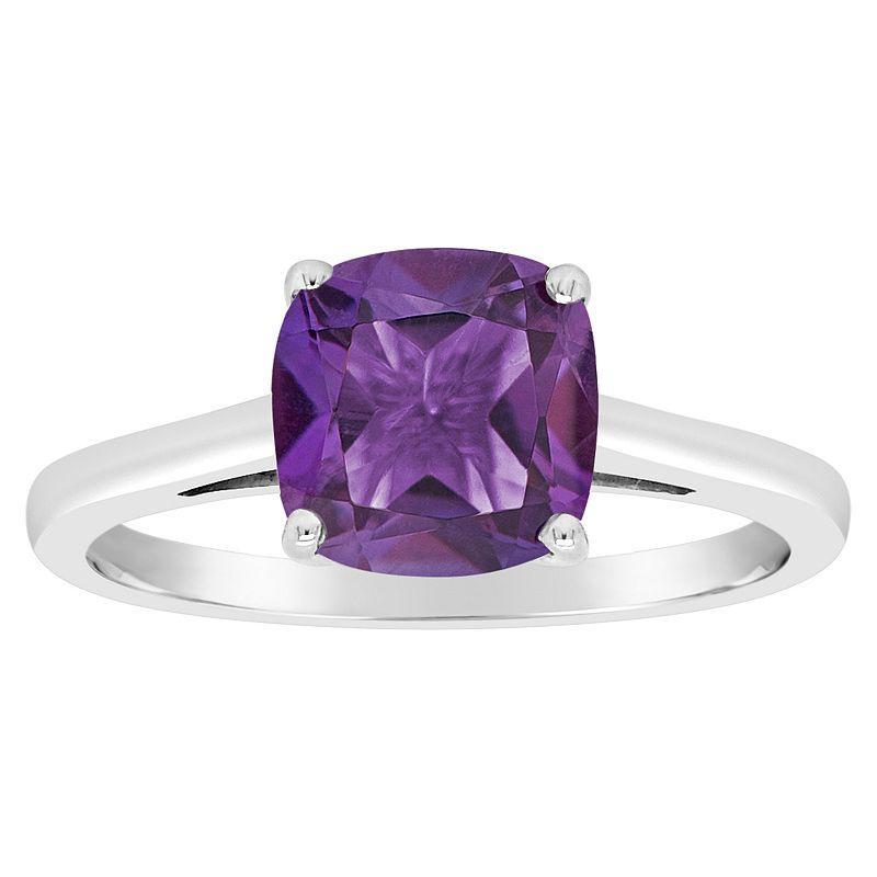 Alyson Layne 14k Gold Cushion Amethyst Solitaire Ring, Womens 14k White Gold Product Image