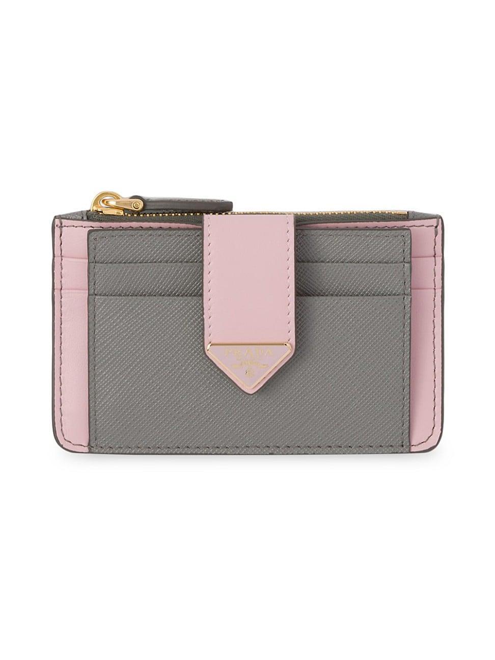 Womens Saffiano and Smooth Leather Card Holder Product Image