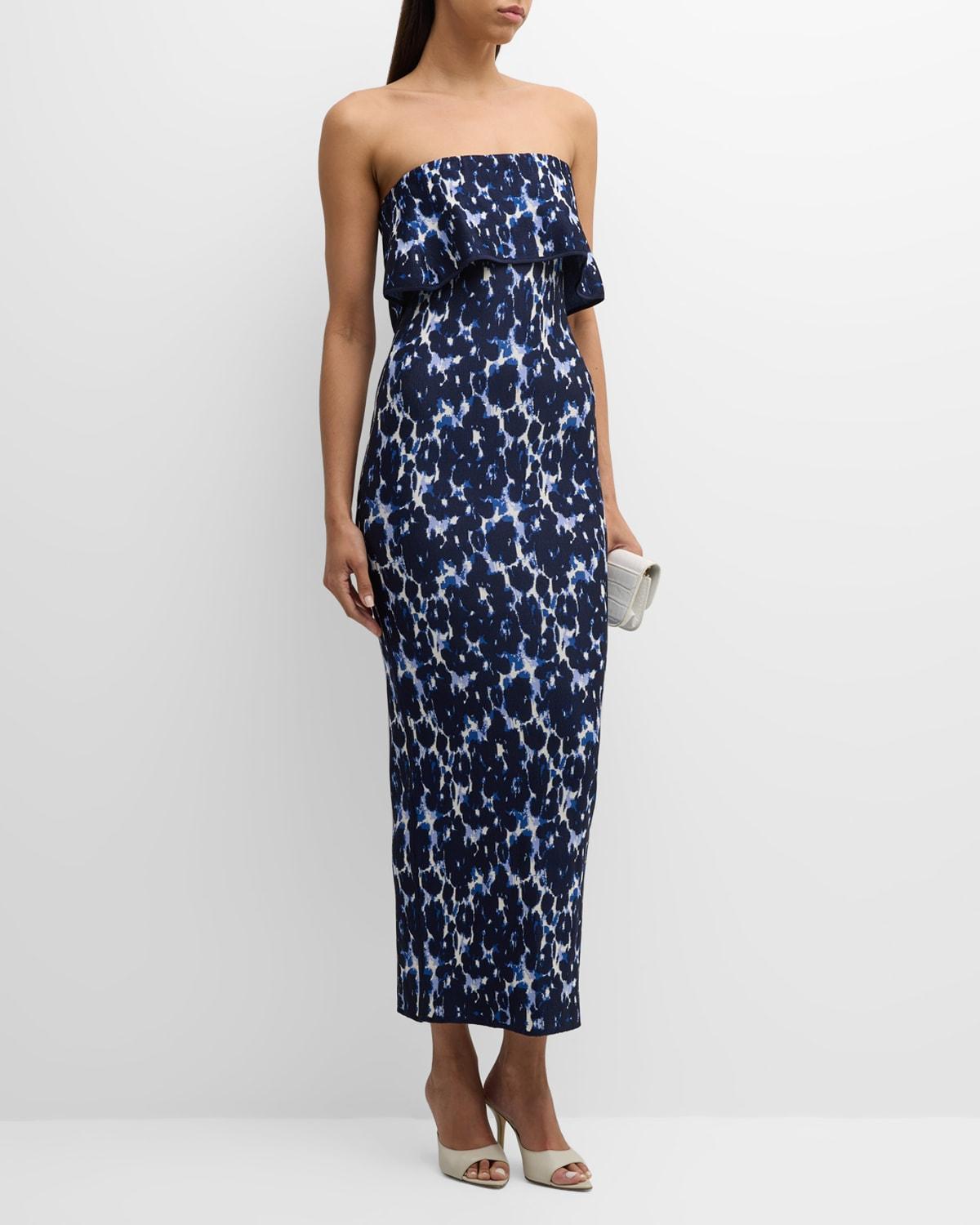 Alexandra Floral Jacquard Foldover Strapless Midi Dress Product Image