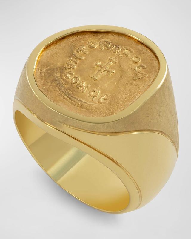 Men's 18K Yellow Gold Phocas Cross Coin Ring, Size 9 Product Image