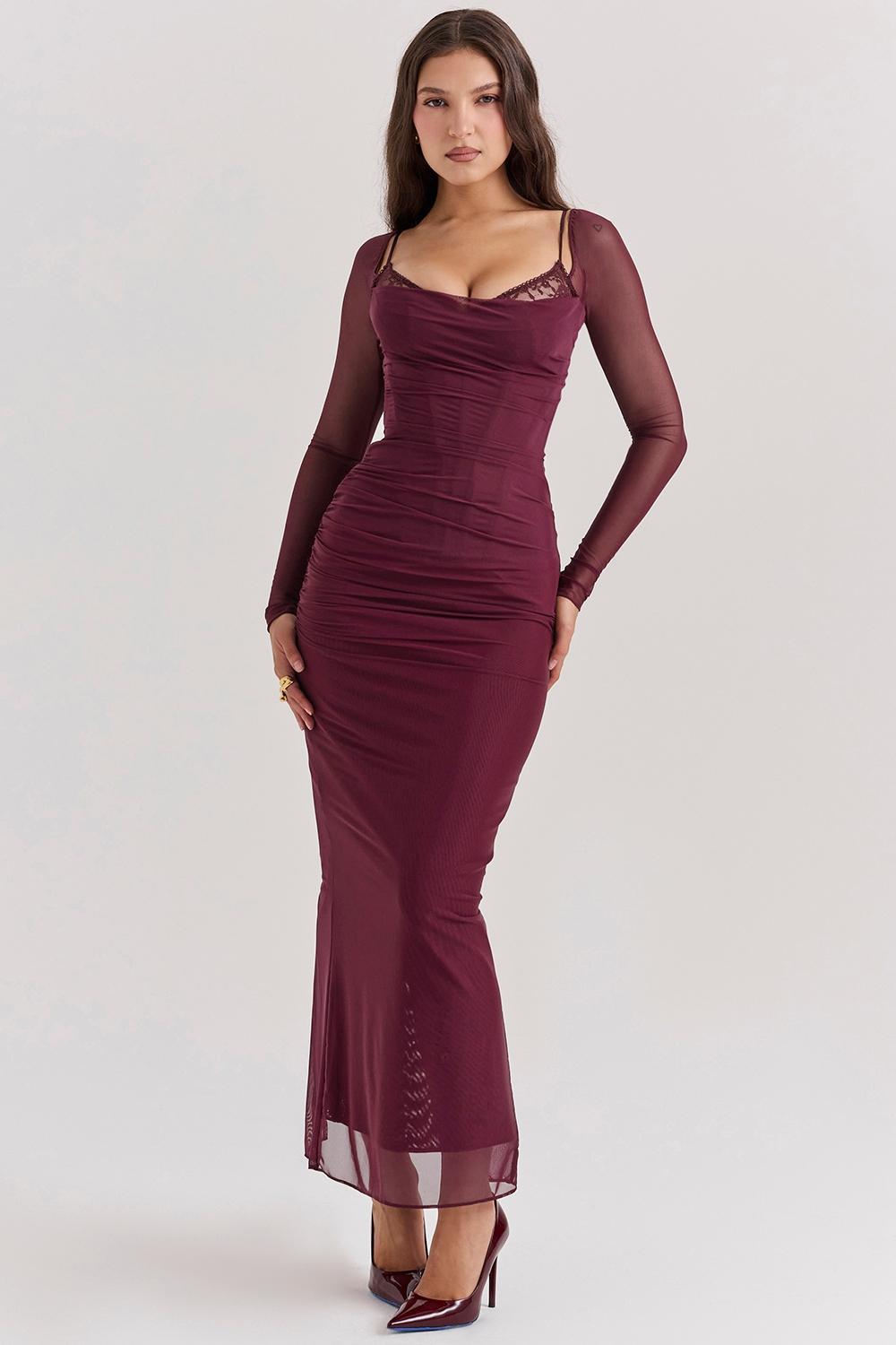 Katarina Wine Maxi Dress Product Image