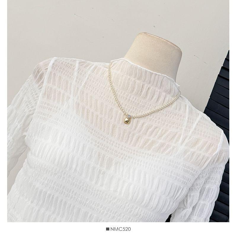 Mock-Neck Sheer Lace Top Product Image