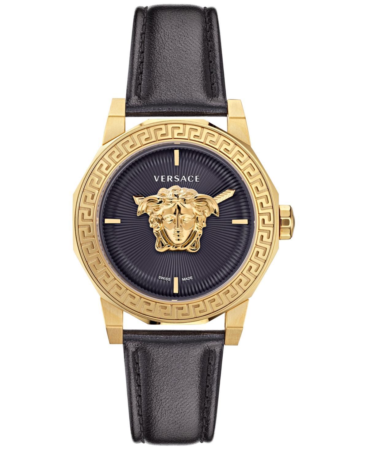 Mens Medusa Deco IP Yellow Gold & Leather Strap Watch/38MM Product Image