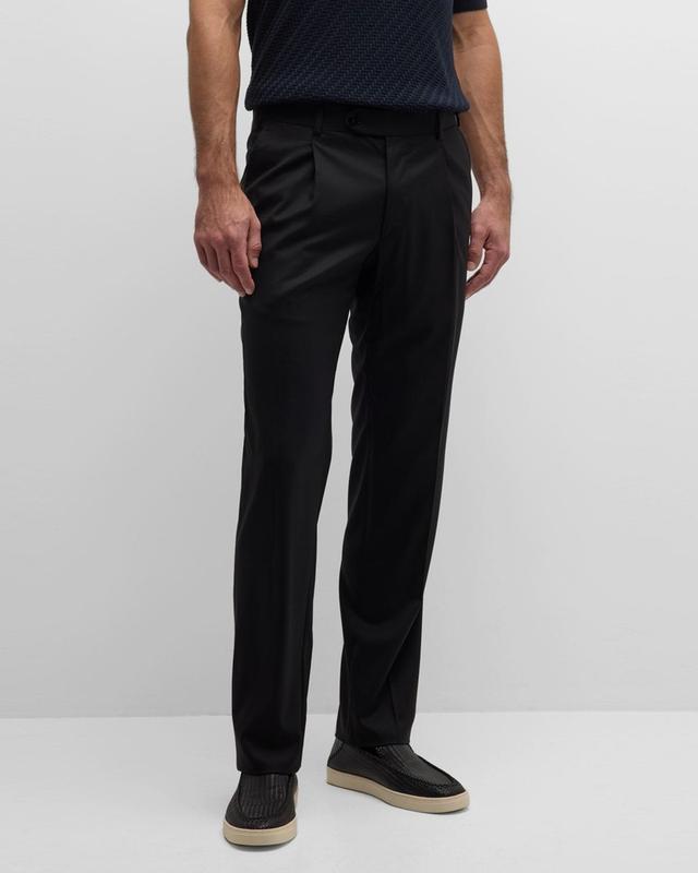 Mens Straight-Leg Pleated Trousers Product Image