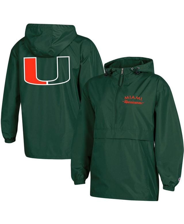 Womens Champion Green Miami Hurricanes Packable Half-Zip Light Rain Jacket Product Image