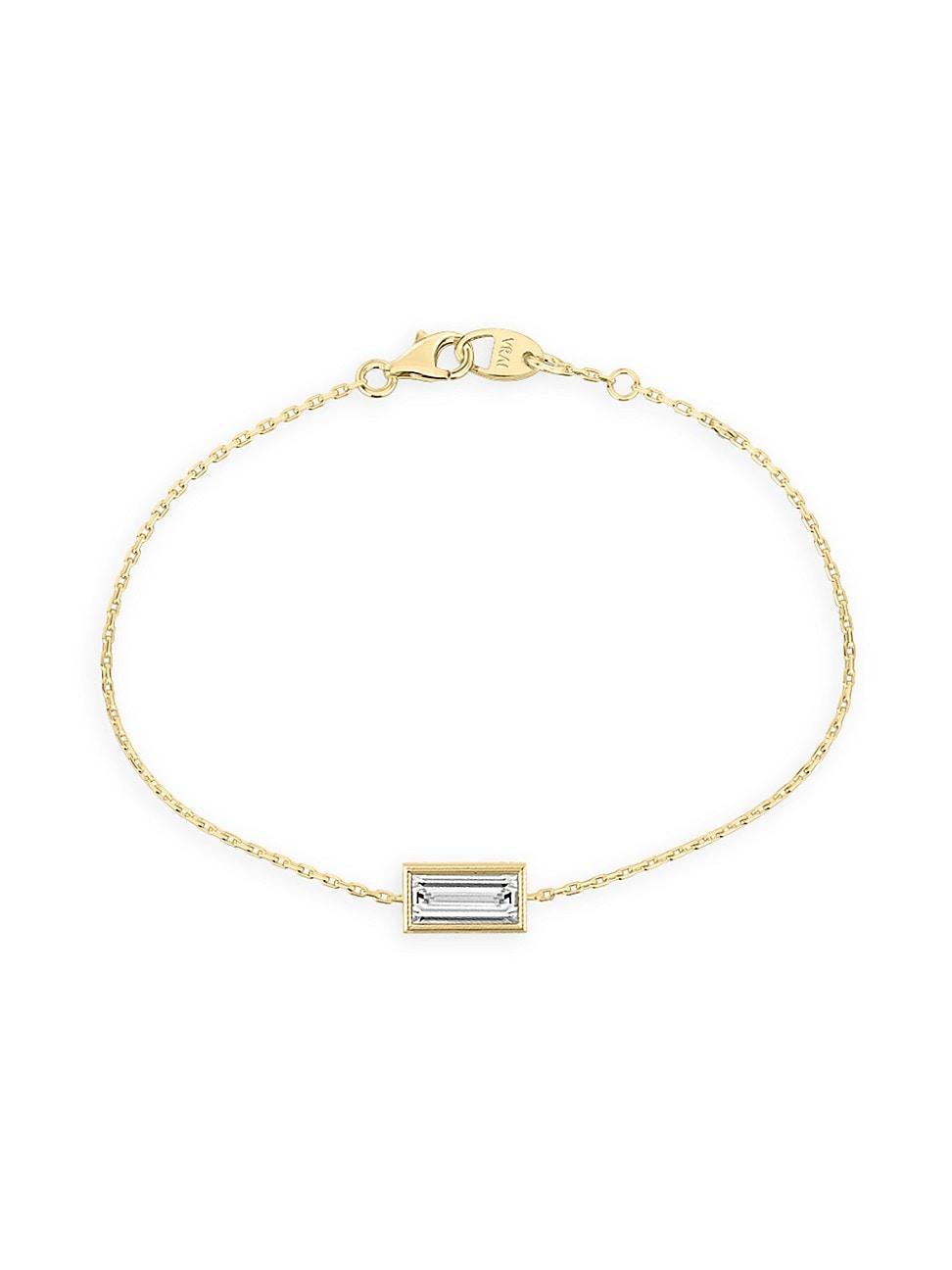 Womens Bezel Essentials 14K Gold & 0.50 TCW Lab-Grown Diamond Baguette Solitaire Bracelet Product Image