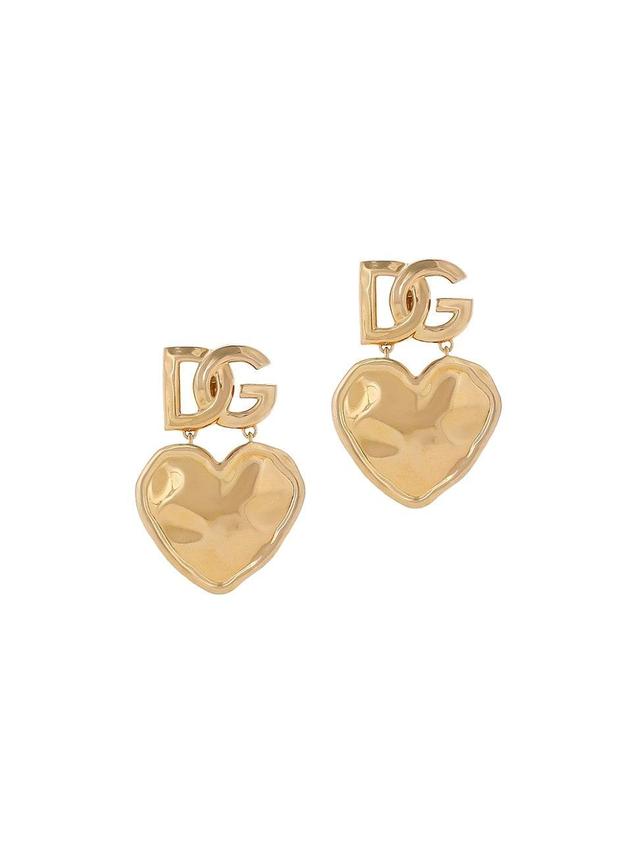 Womens Goldtone Heart Drop Clip-On Earrings Product Image