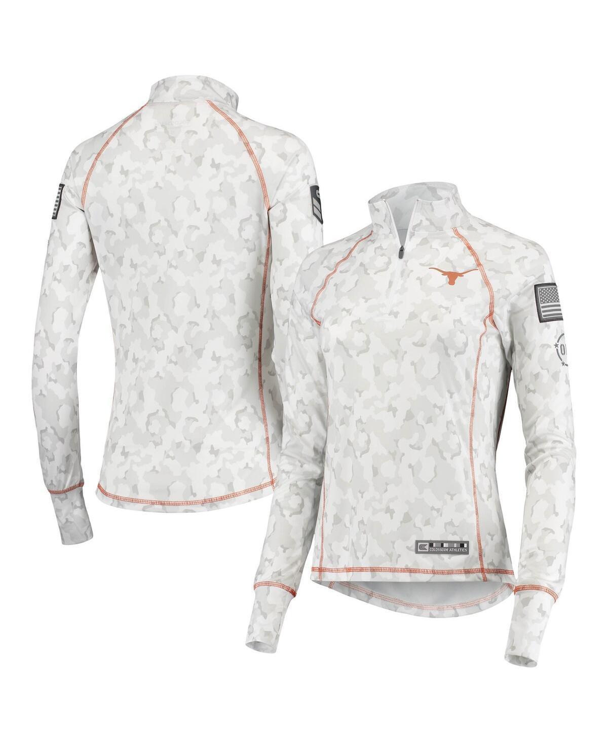 Womens Colosseum Texas Longhorns OHT Military Appreciation Officer Arctic Camo 1/4-Zip Jacket Product Image