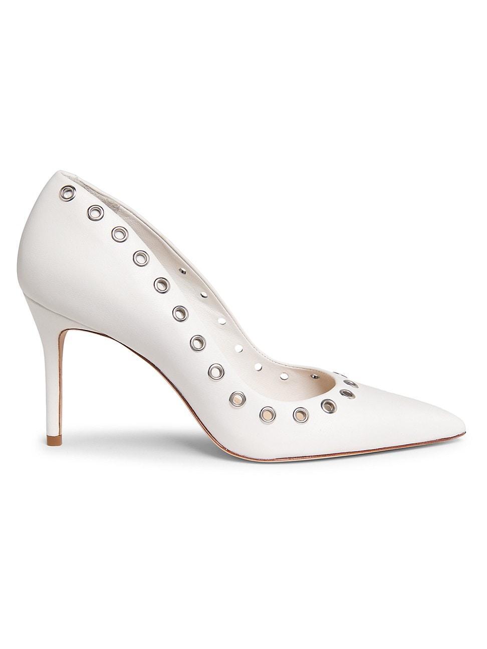 Womens Grommet-Embellished Leather Pumps product image