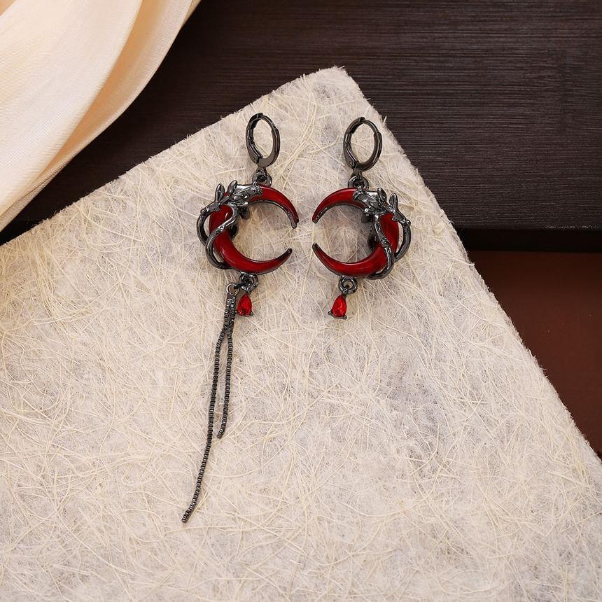 Moon Asymmetrical Alloy Threader Earring Product Image