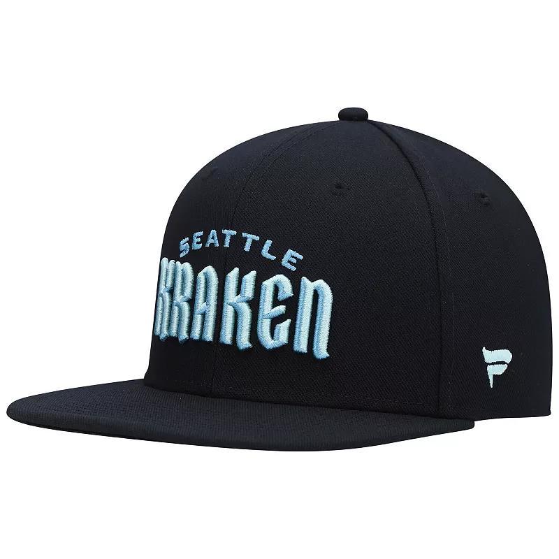 Mens Fanatics Branded Black Seattle Kraken Wordmark Logo Snapback Hat Product Image