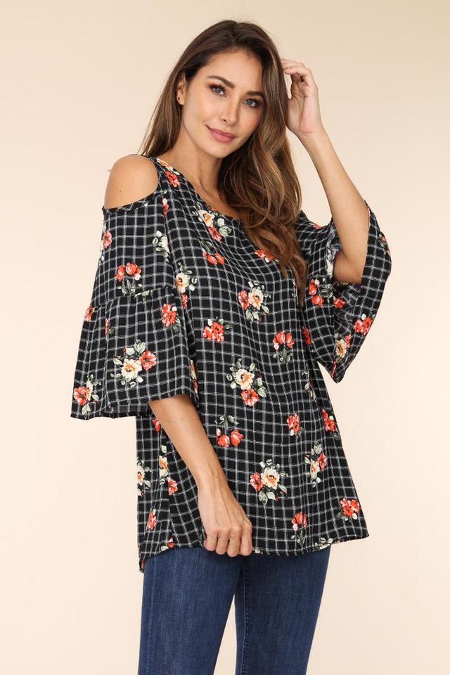 Floral print cold shoulder tunic Product Image