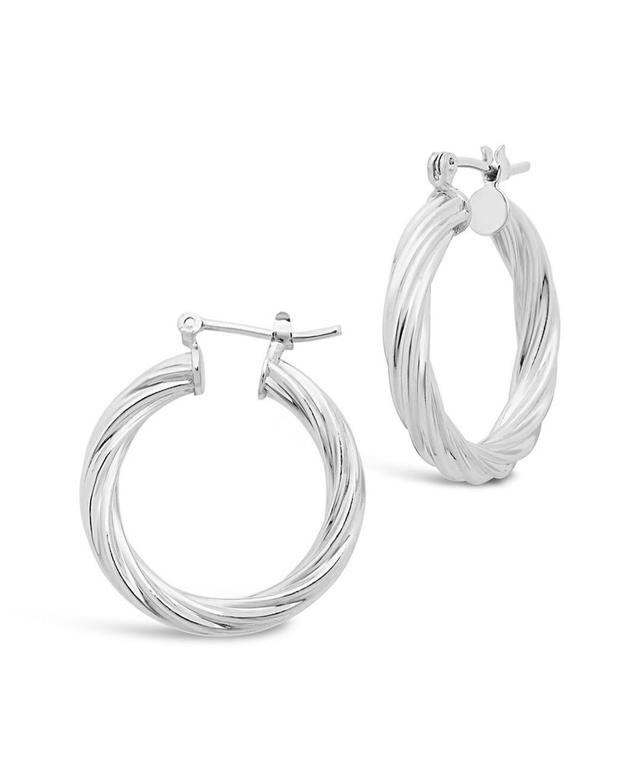 Womens Twisted Hollow Hoop Earrings Product Image