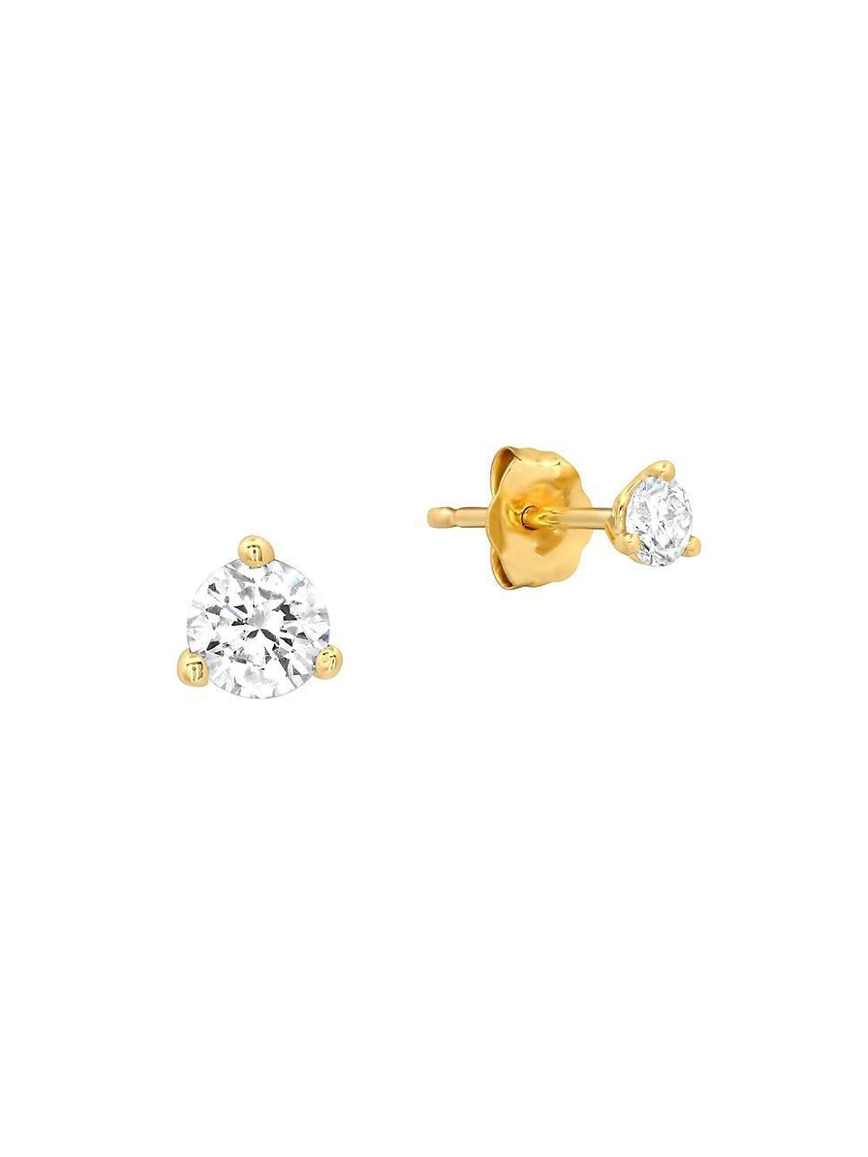 Womens 14K Yellow Gold & 0.16 TCW Diamond Stud Earrings Product Image