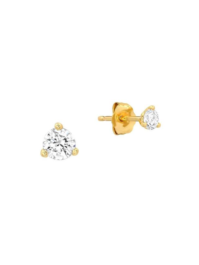 Womens 14K Yellow Gold & 0.16 TCW Diamond Stud Earrings Product Image