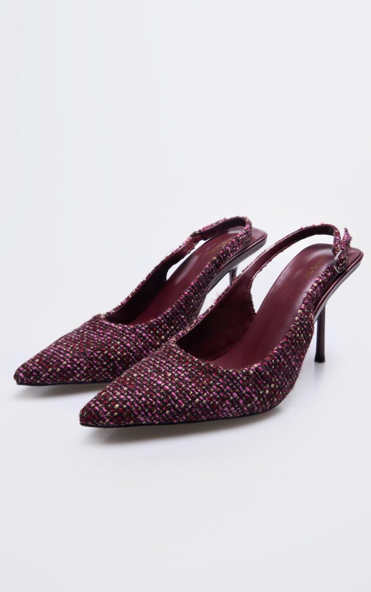 Burgundy Boucle Point Toe High Stiletto Court Heels Product Image