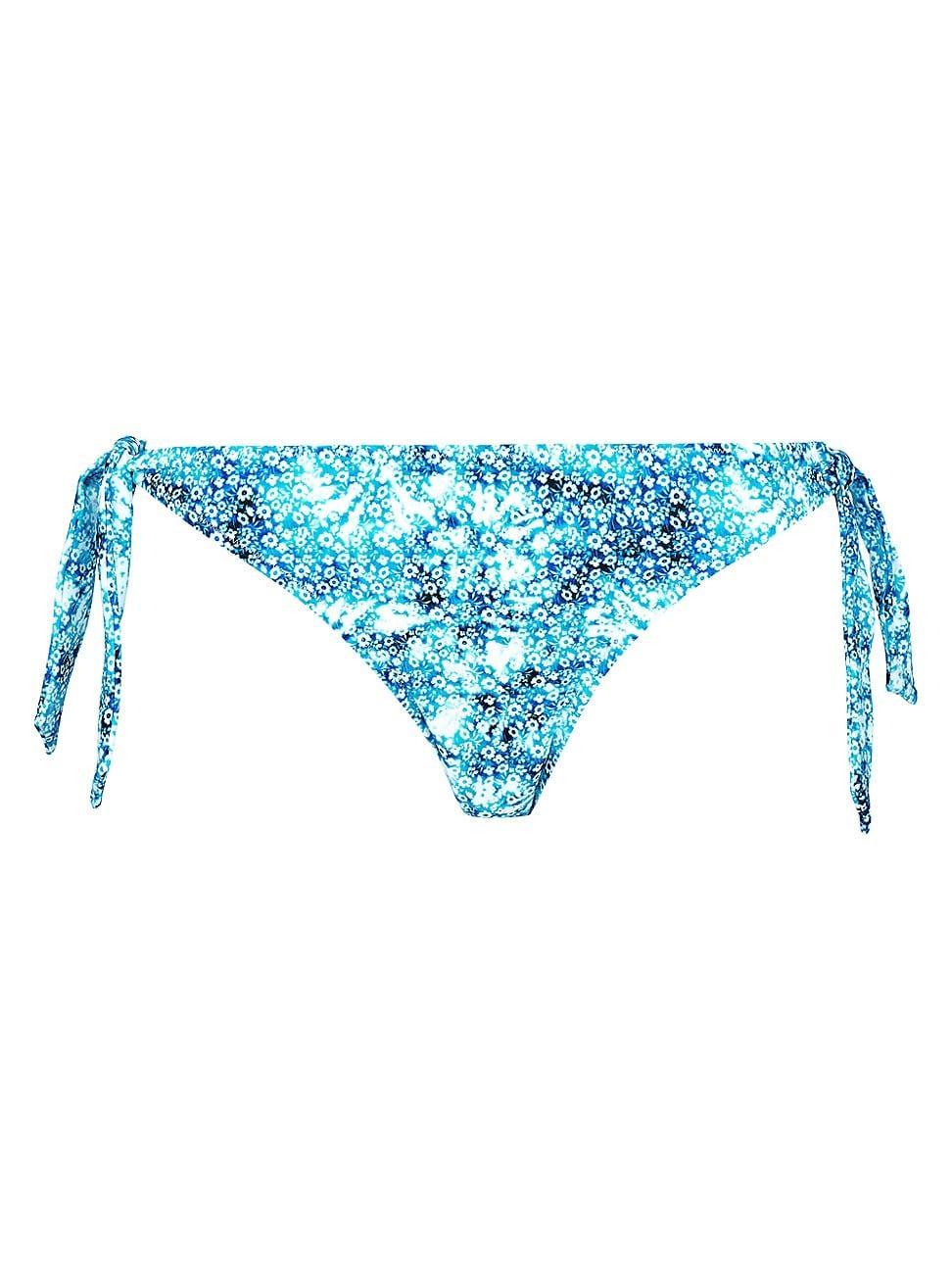 Womens Tie-Dye Flowers Side-Tie Bikini Bottom Product Image