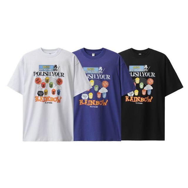 Short-Sleeve Crew Neck Lettering T-Shirt Product Image