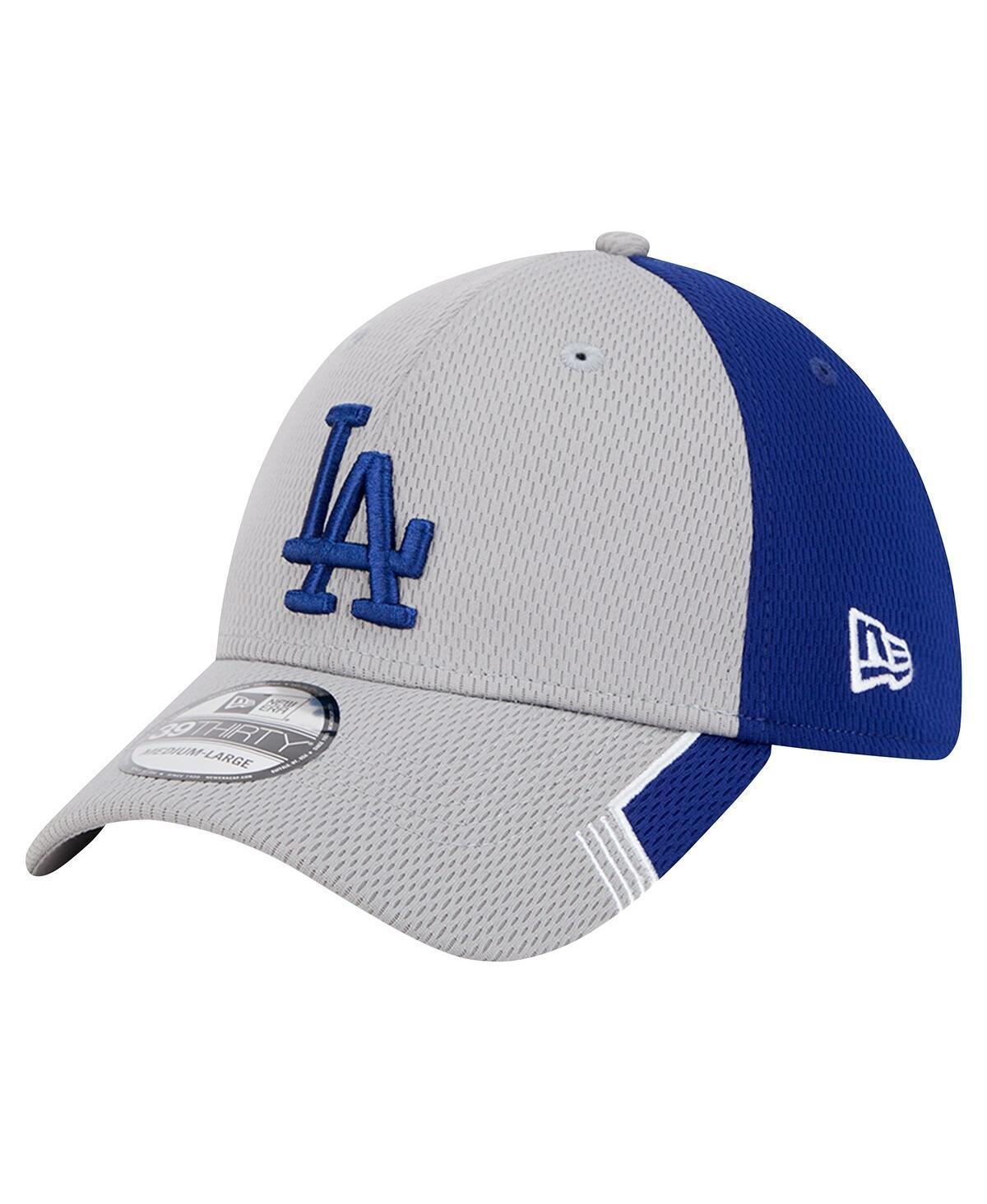 New Era Mens Gray Los Angeles Dodgers Visor Trim 39THIRTY Flex Hat - Gray, Royal Product Image