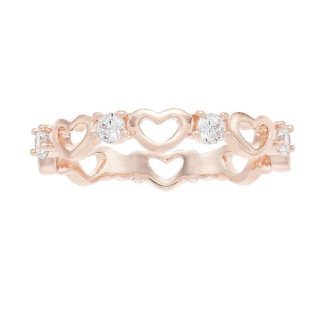 LC Lauren Conrad Cubic Zirconia Heart Ring, Womens Rose Gold Tone Product Image