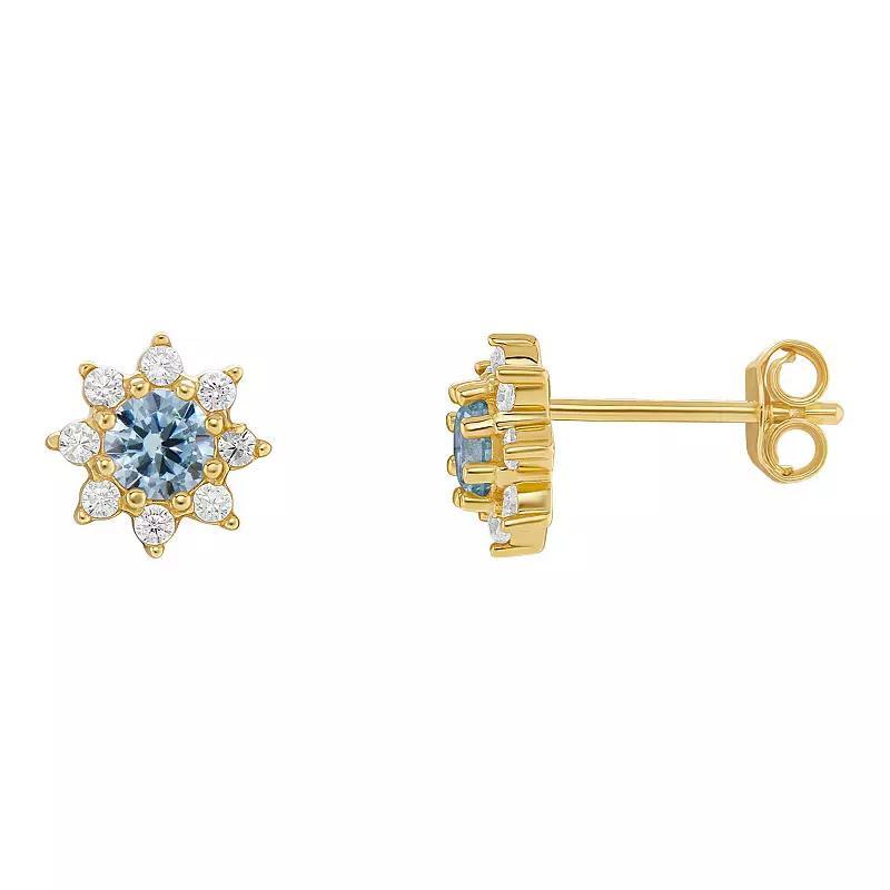 PRIMROSE Birthstone Cubic Zirconia Flower Stud Earrings, Womens, Silver Tone Sep Product Image