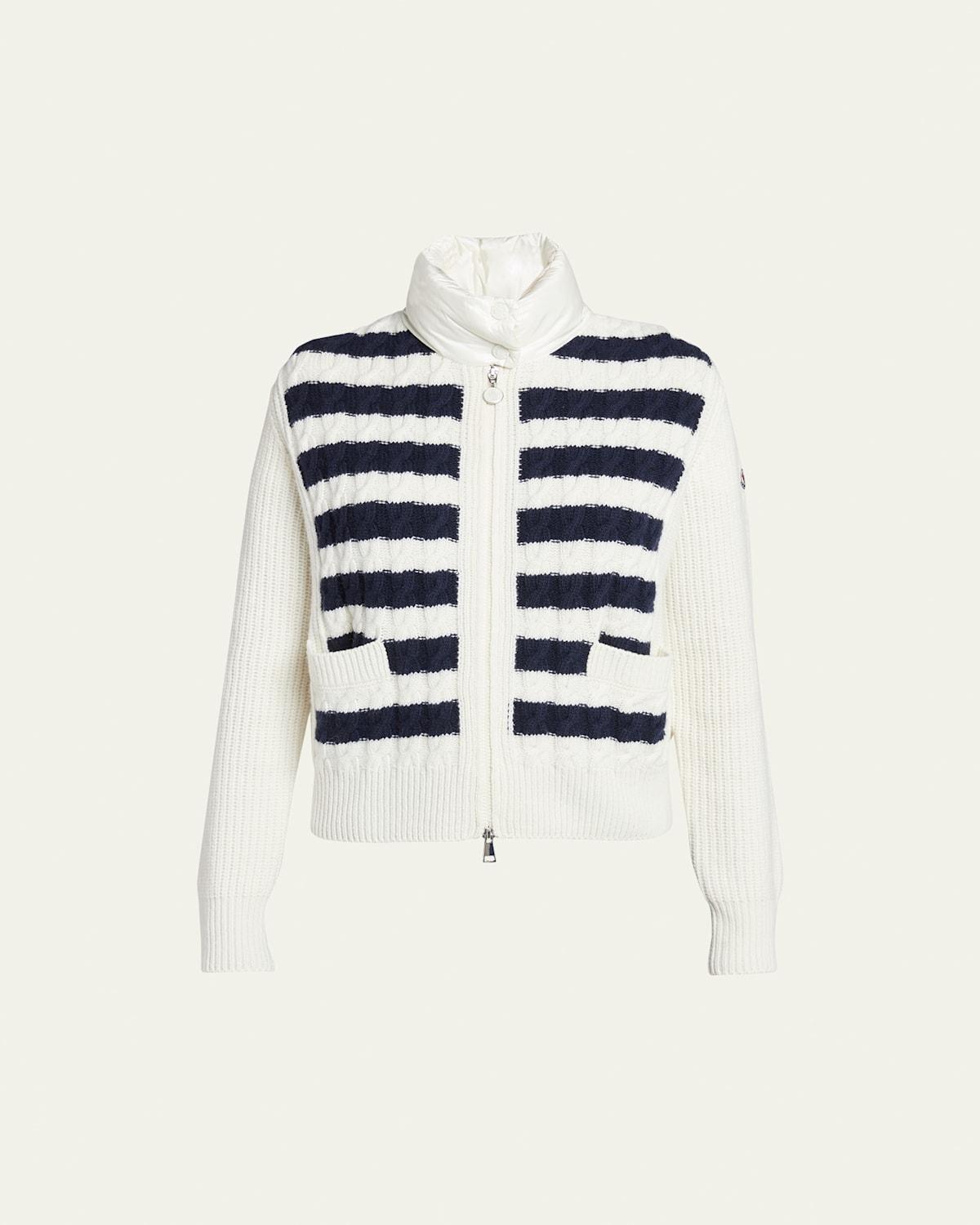 Womens Striped Down Puffer Cardigan Product Image