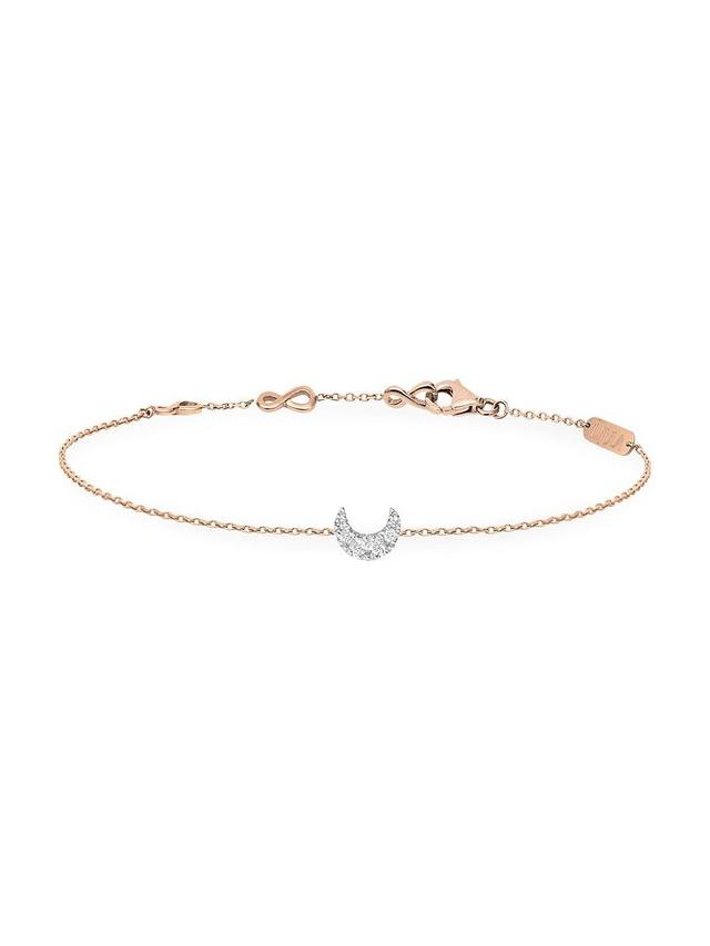 Womens Magic Touch 18K Rose Gold & Diamond Moon Chain Bracelet Product Image