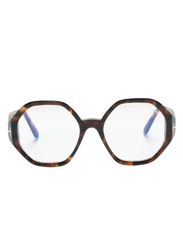 Geometric-frame Glasses In Brown Product Image