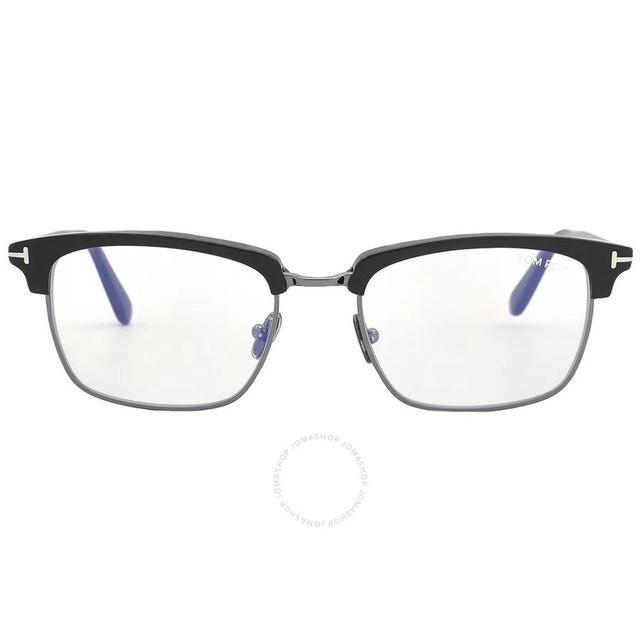 Blue Light Block Square Men's Eyeglasses Ft5801-b 001 54 In Black / Blue Product Image