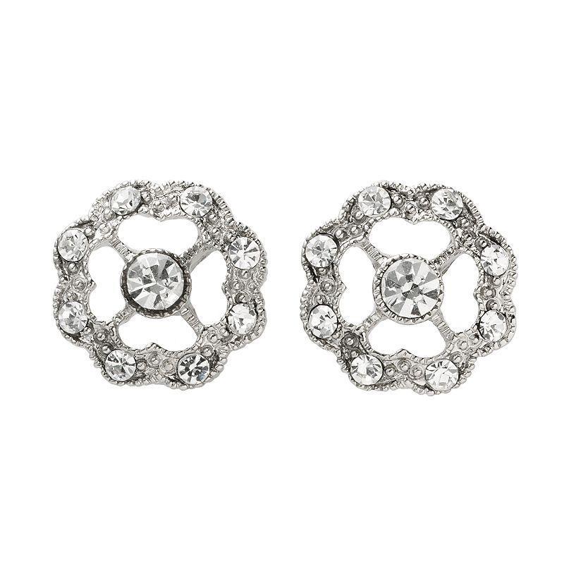 1928 Silver-Tone Simulated Crystal Stud Earrings, Womens, Silver Tone Product Image