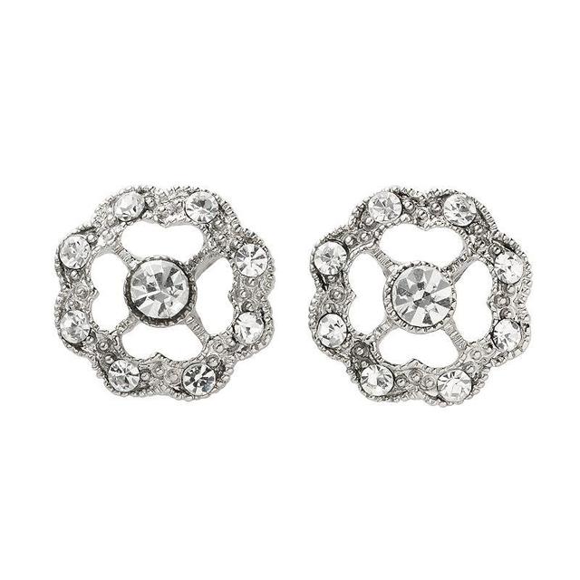 1928 Silver-Tone Simulated Crystal Stud Earrings, Womens, Grey Product Image