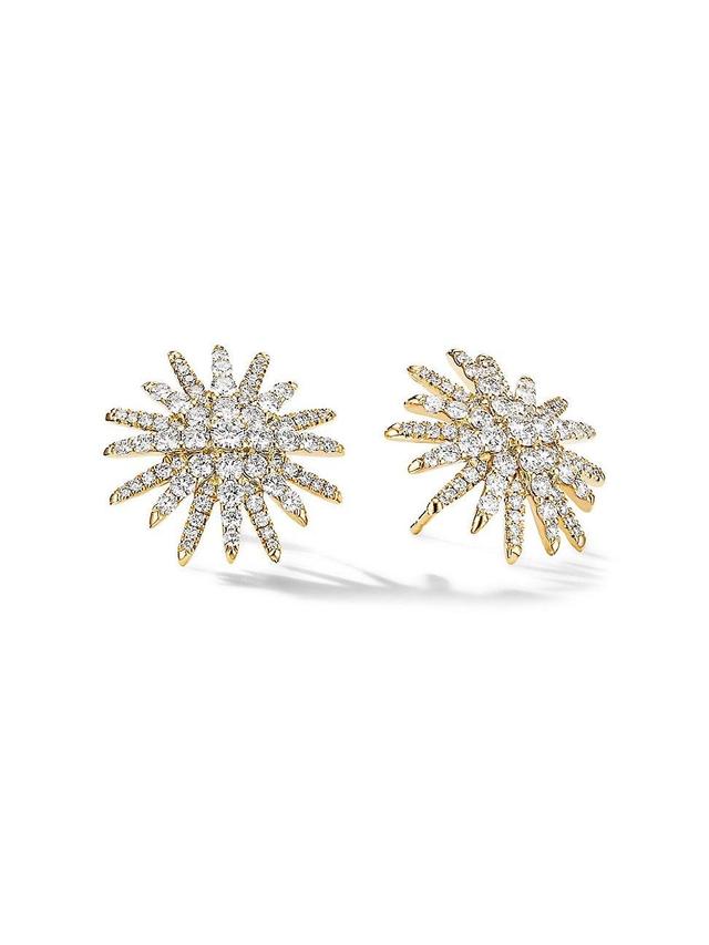 Womens Starburst Stud Earrings in 18K Yellow Gold with Diamonds, 19MM Product Image