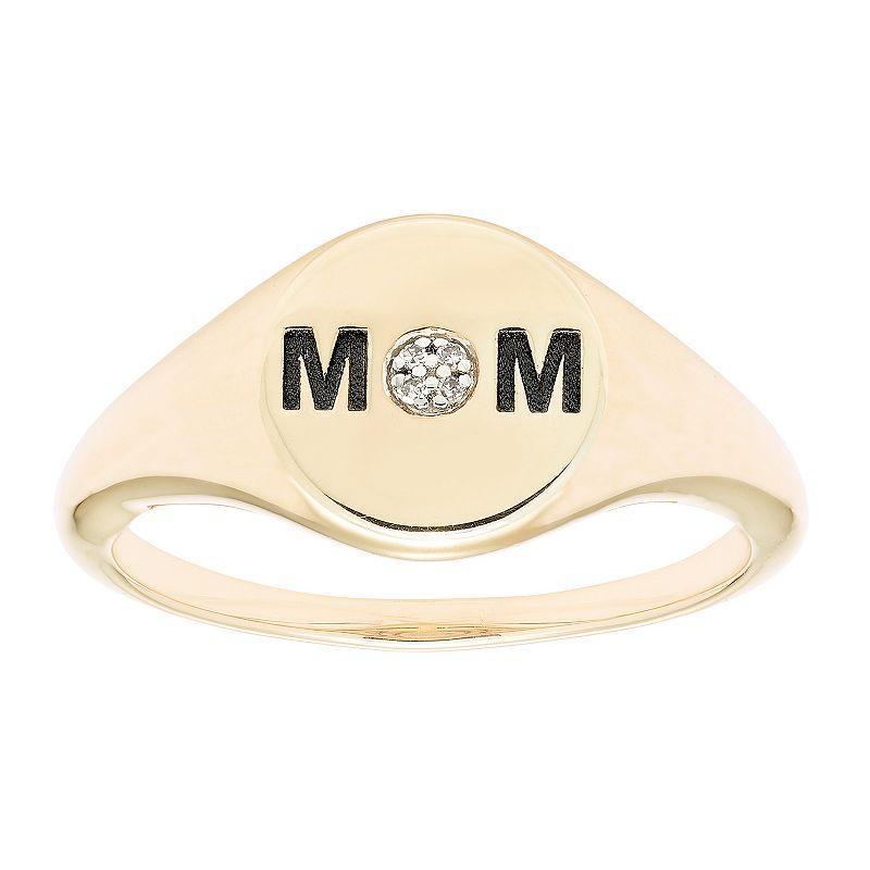 Its Personal 14k Gold Diamond Accent Mom Signet Ring, Womens Product Image