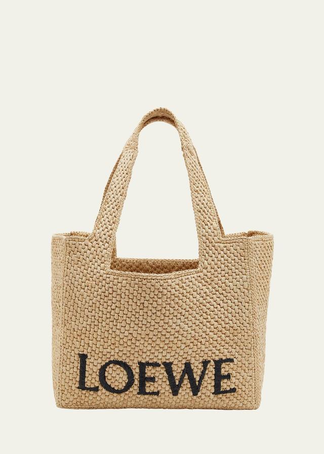 x Paulas Ibiza Logo Medium Raffia Tote Bag Product Image