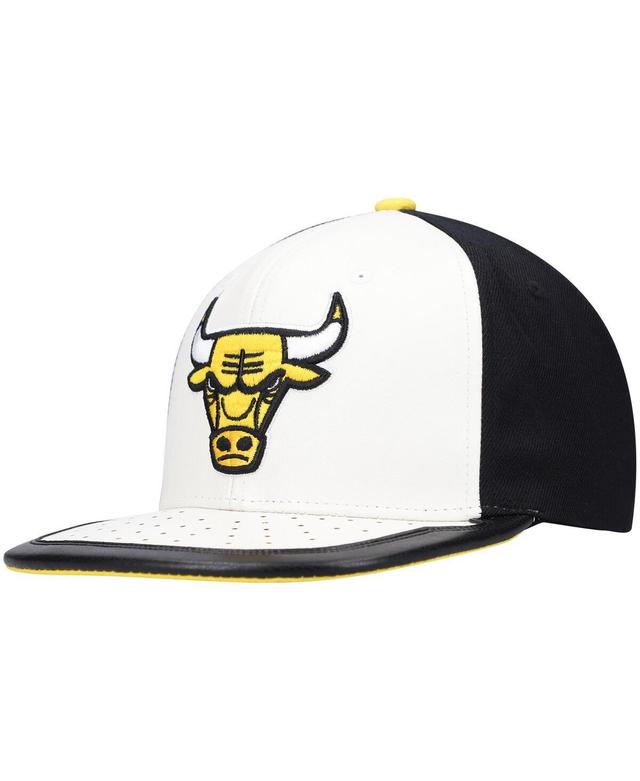 Mitchell & Ness Mens White Chicago Bulls Day One Snapback Hat - White, Yellow Product Image