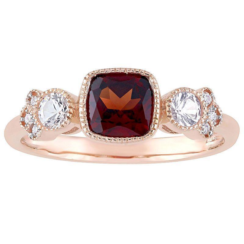 Stella Grace 10k Rose Gold Garnet, White Sapphire & Diamond Accent Fashion Ring, Womens Product Image